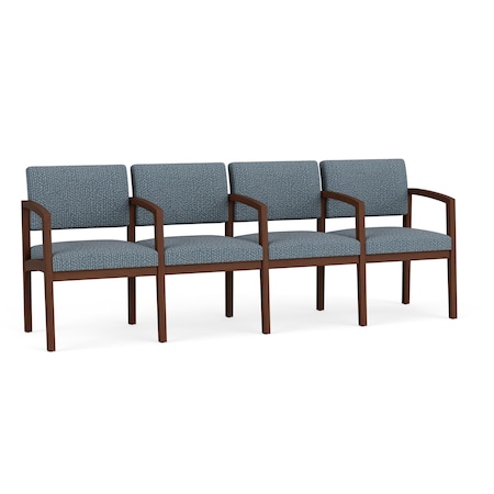 Lenox Wood 4 Seat Tandem Seating Wood Frame, Walnut, RF Serene Upholstery